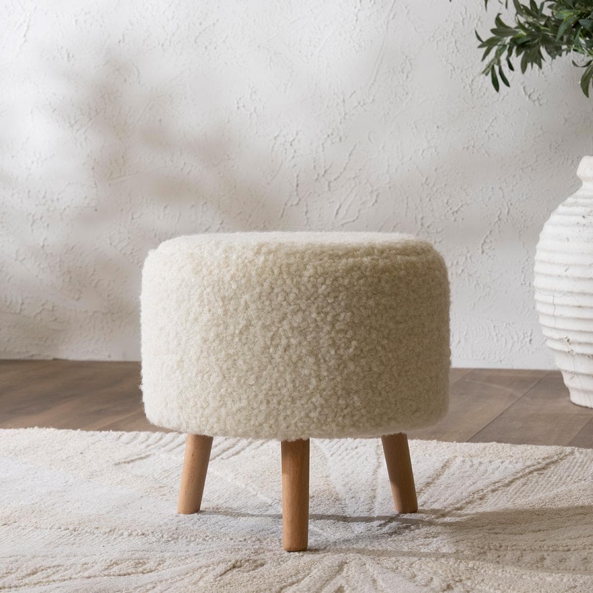 Zelle Pouf White 42X42X41 cm