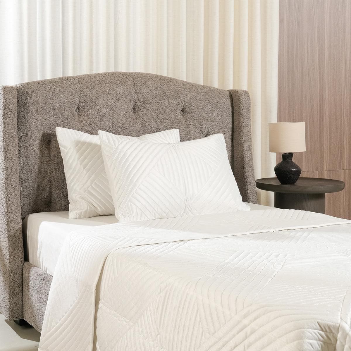 Glad Bedspread Set 3Pcs White 240X260 cm