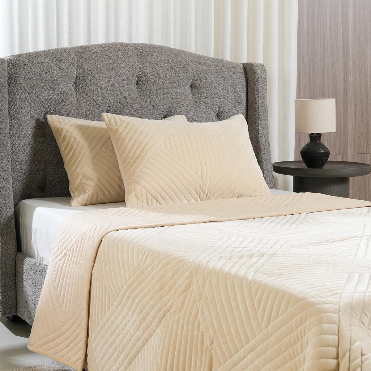 Glad Bedspread Set 3Pcs Champagne 240X260 cm