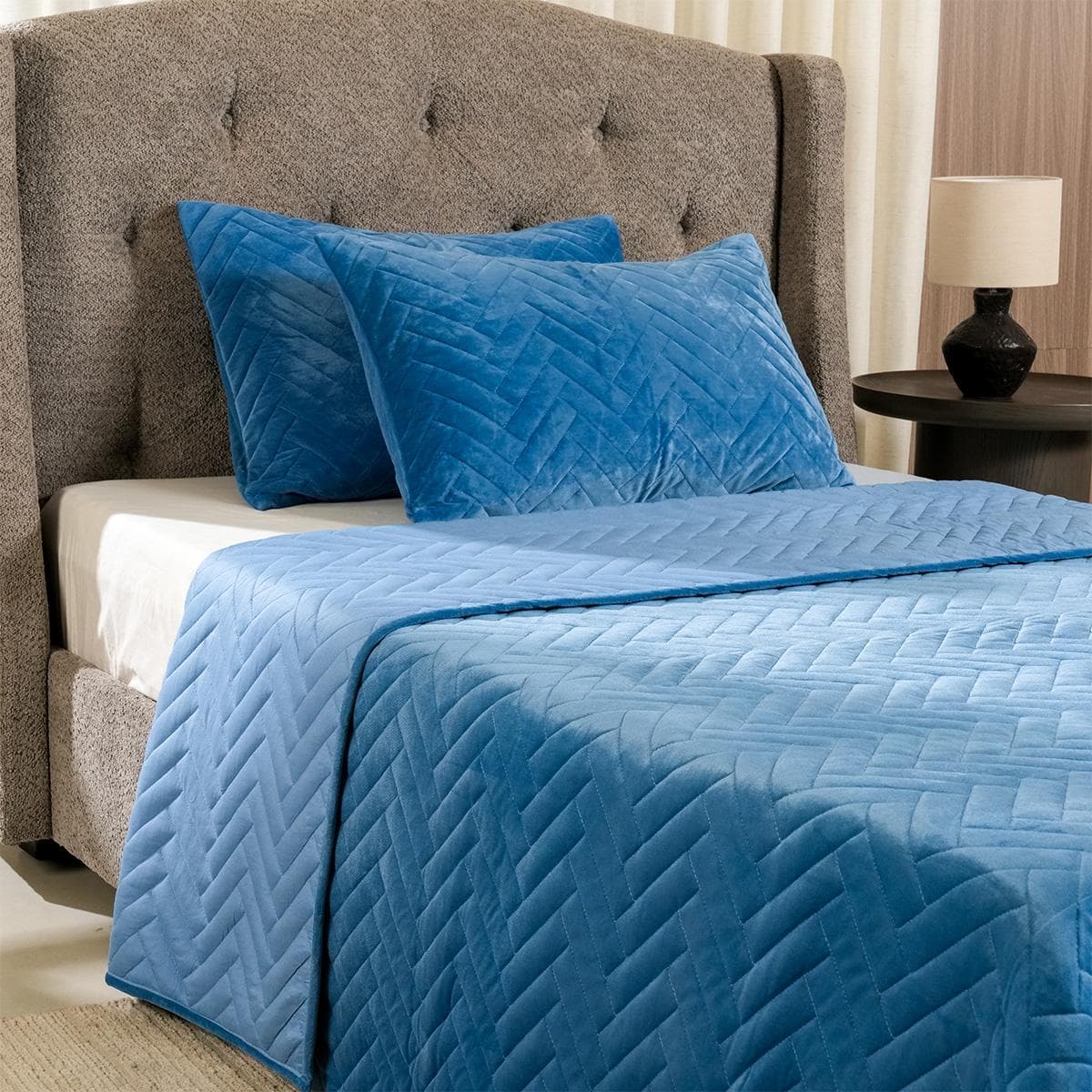 Febe Bedspread Set 3Pcs Blue 240X260 cm
