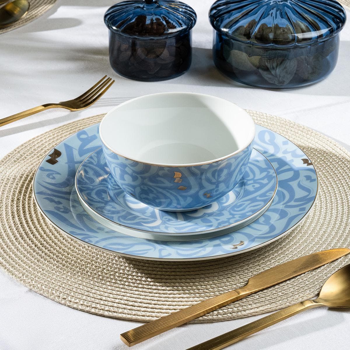 Aldar Porcelain Dinner Set 18Pcs Blue