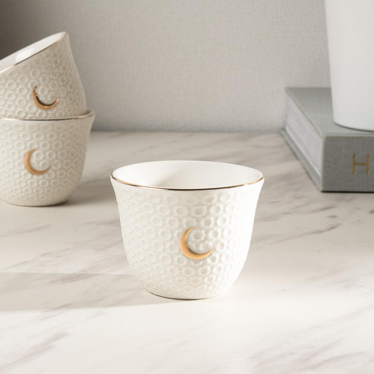 Gomar New Bone Gahwa Cup Set 6Pcs Gold