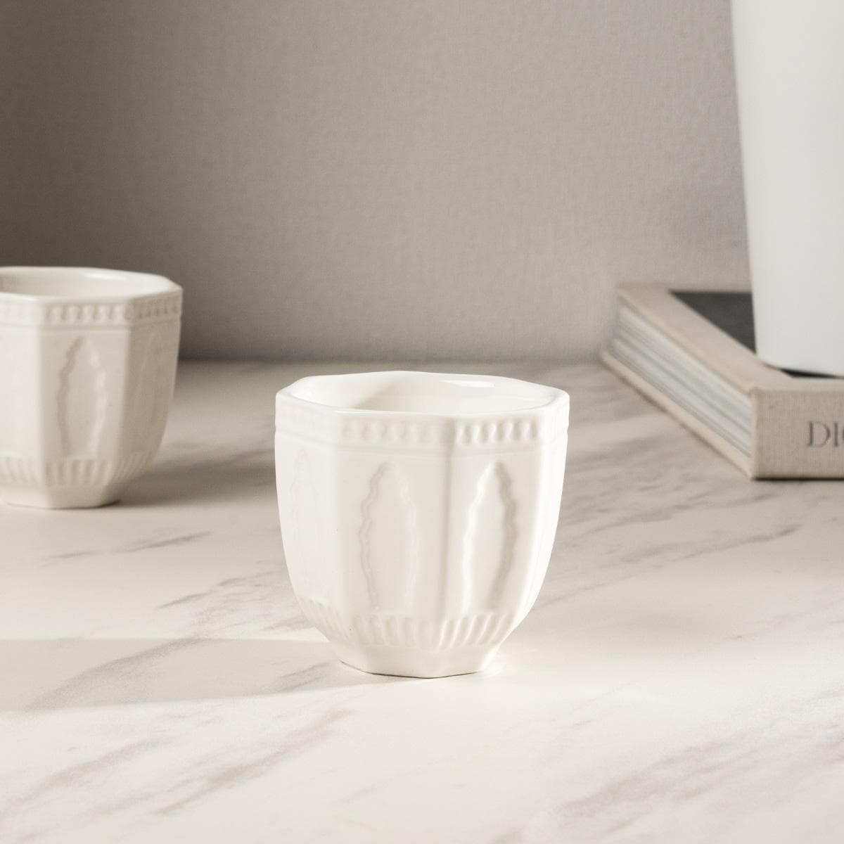 Aqwas New Bone Gahwa Cup Set 6Pcs White