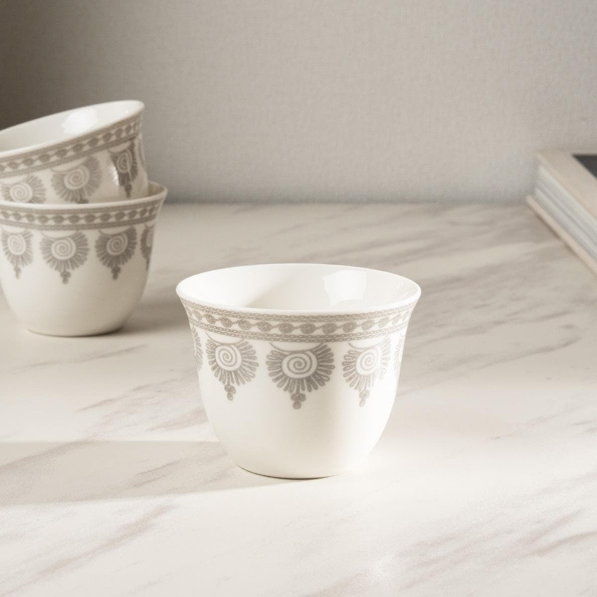 طقم فناجين قهوة نيو بون نشل 6 قطع فضي