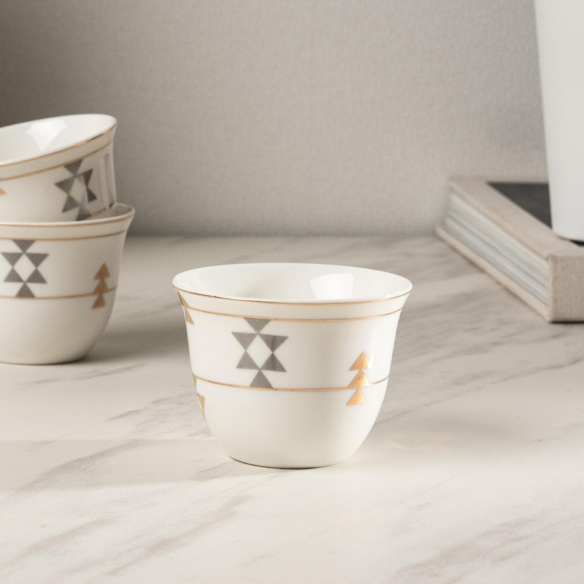 طقم فناجين قهوة نيو بون ستركتشر 6 قطع ذهبي/فضي