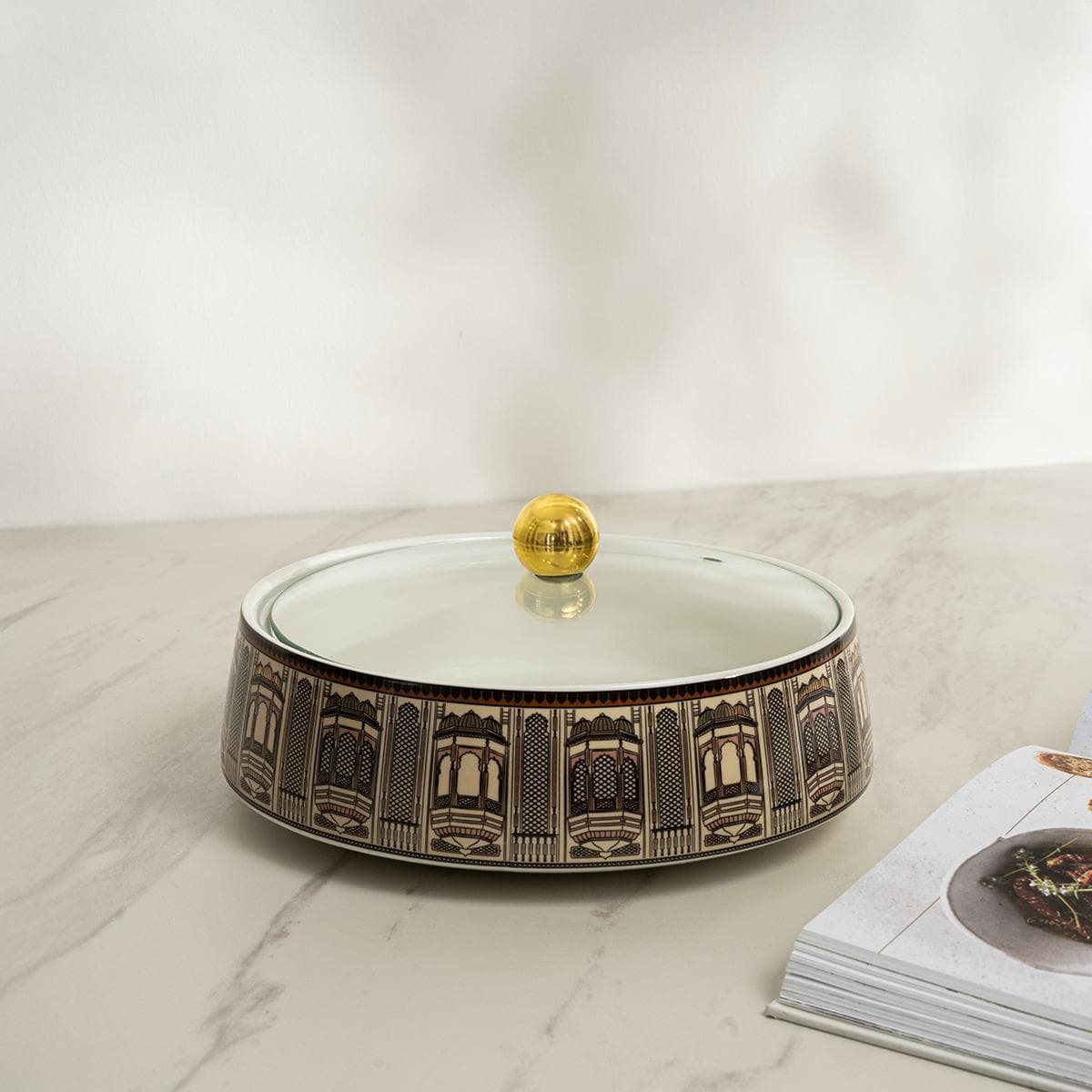 Mashrabiya Serving Bowl Brown 22.5X8 cm