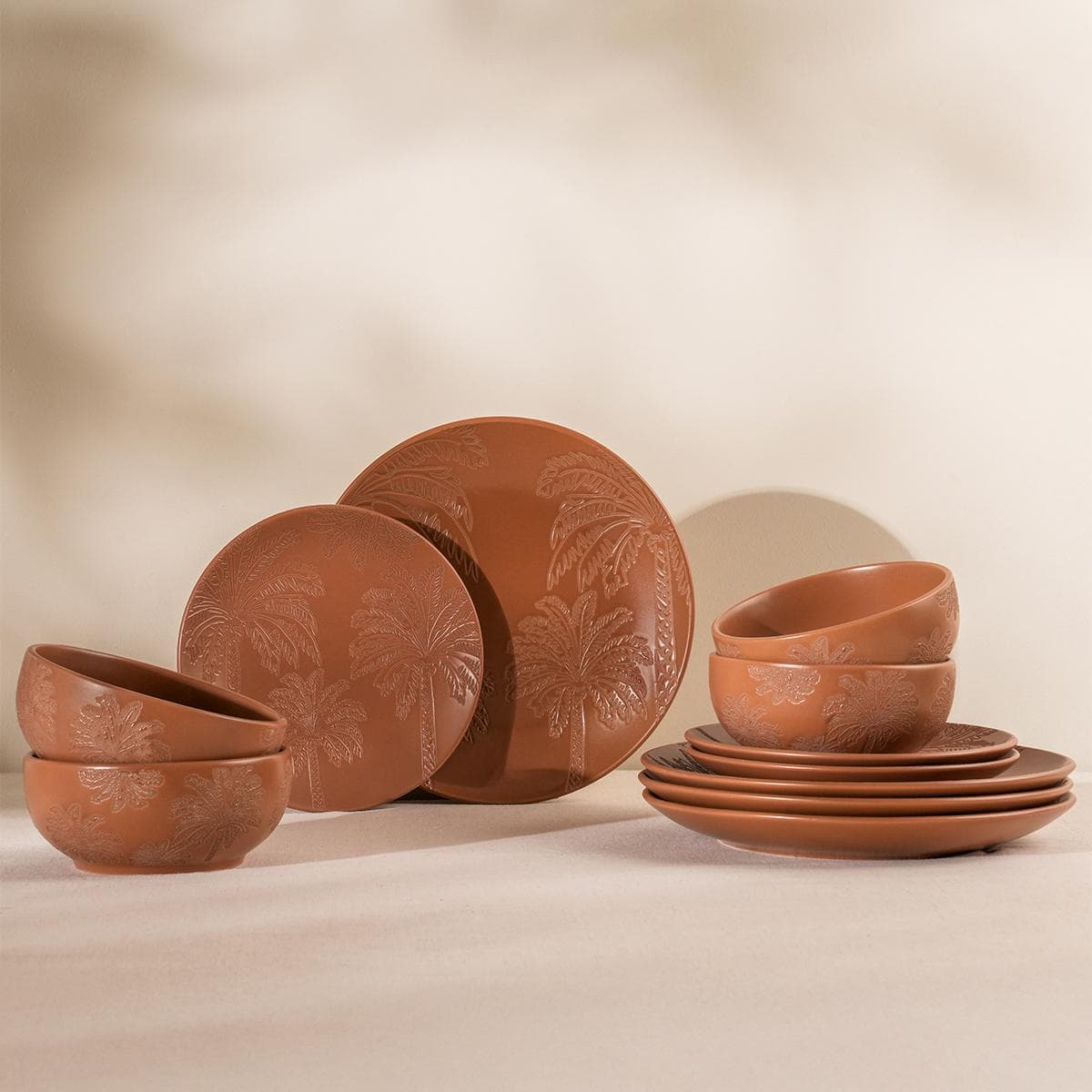 Sahra Stoneware Dinner Set 18Pcs Brown