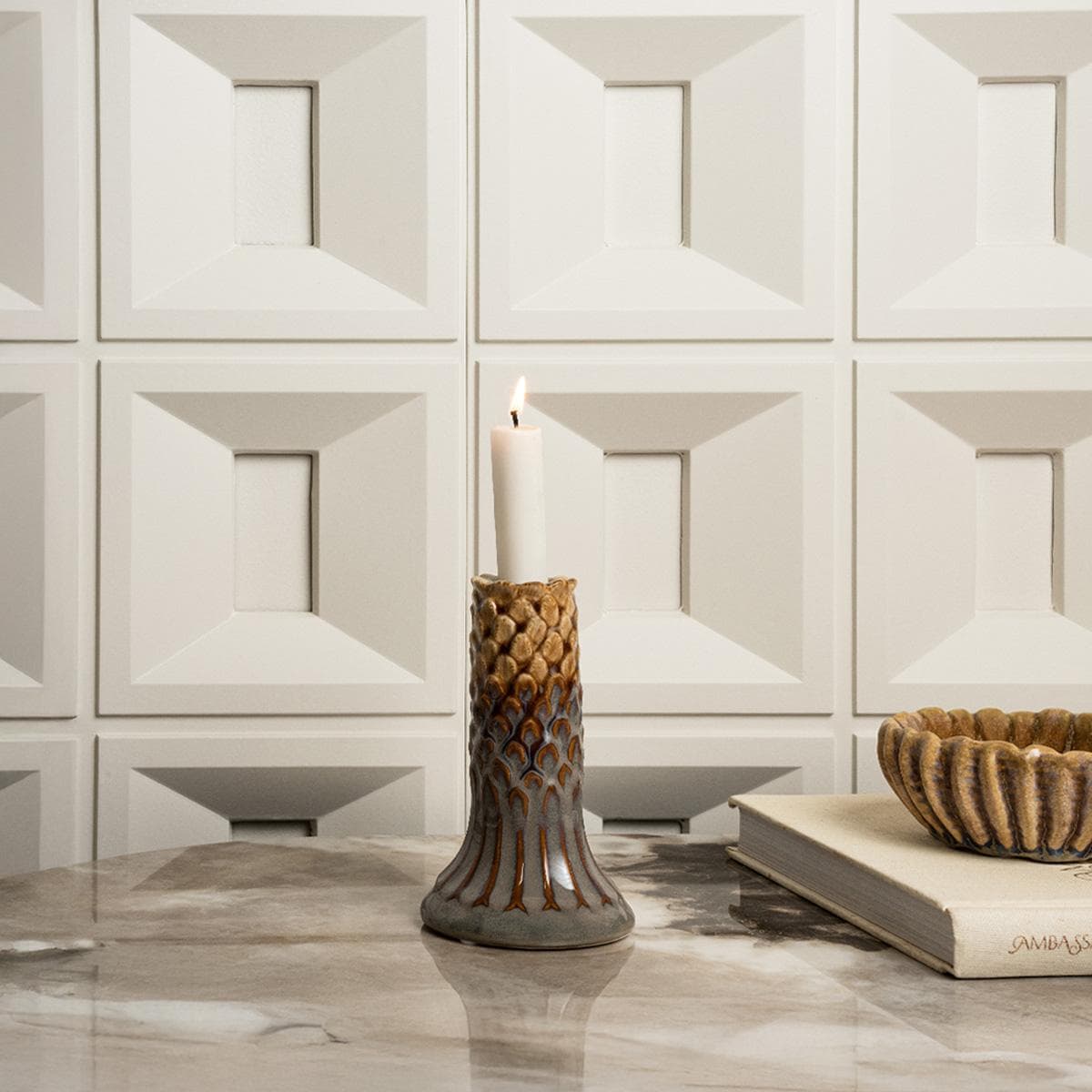 Dates Candle Holder Brown 9.1X9.1X15.5 cm