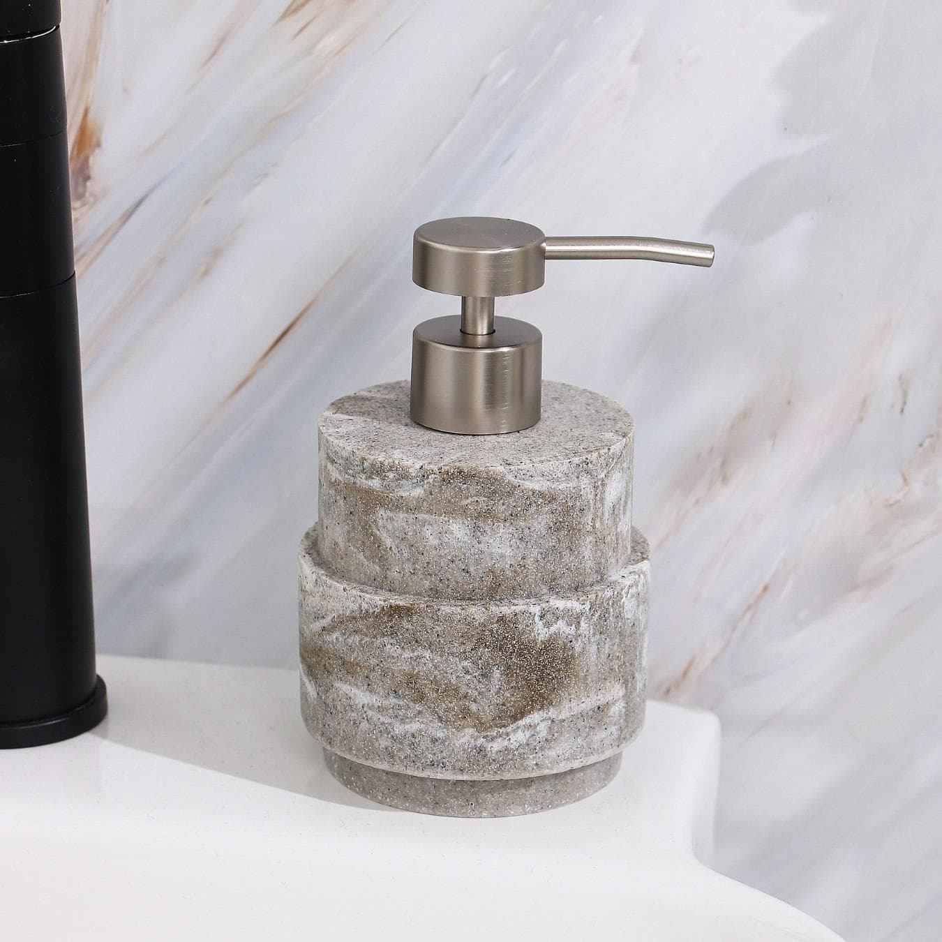 Asia Soap Dispenser Beige 9.2D 14.4H