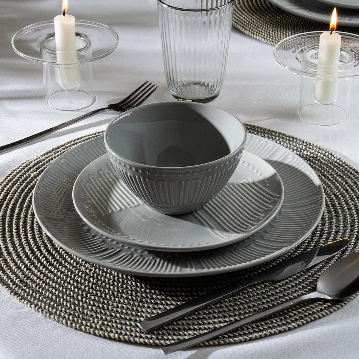 Nawarat Porcelain Dinner Set 18Pcs Grey