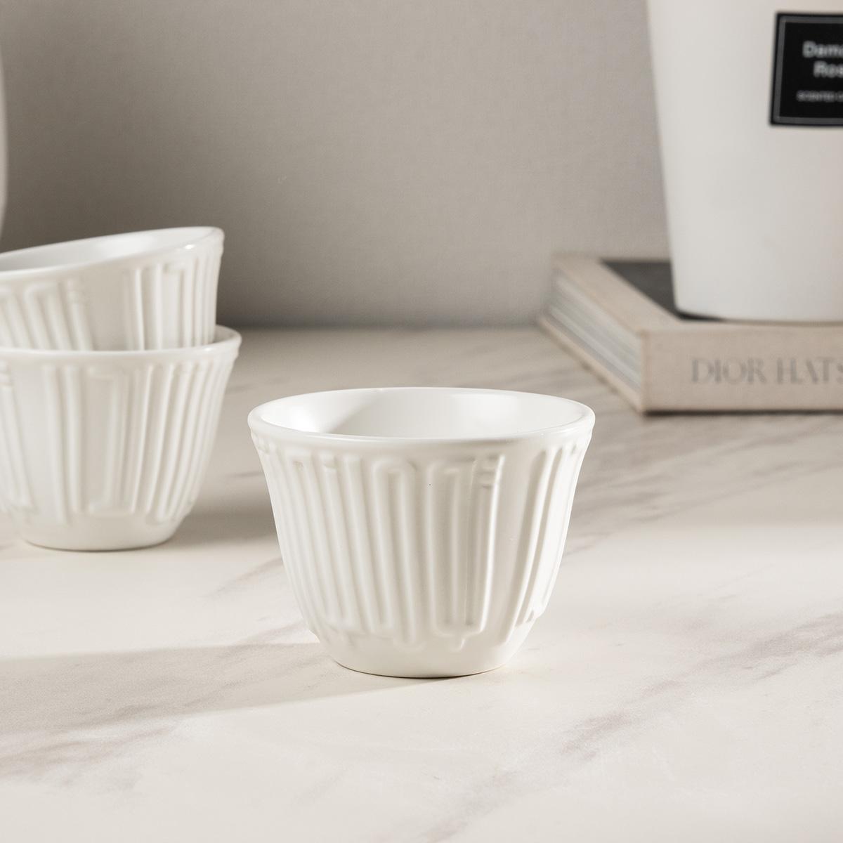 Nawarat New Bone Gahwa Cup Set 6Pcs White
