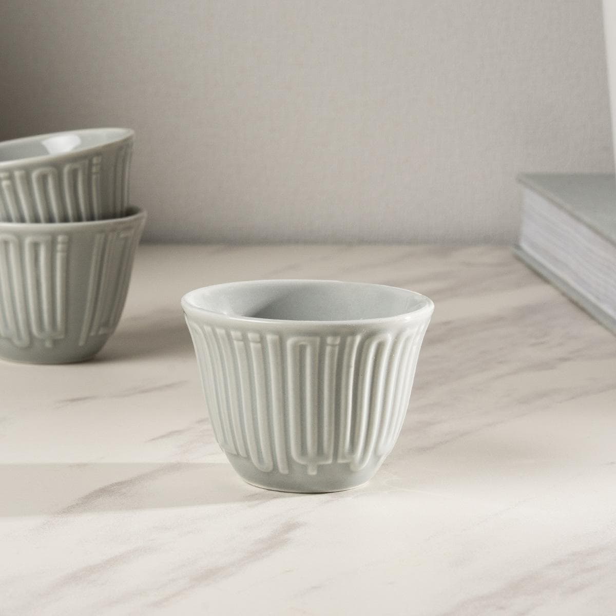 Nawarat New Bone Gahwa Cup Set 6Pcs Grey