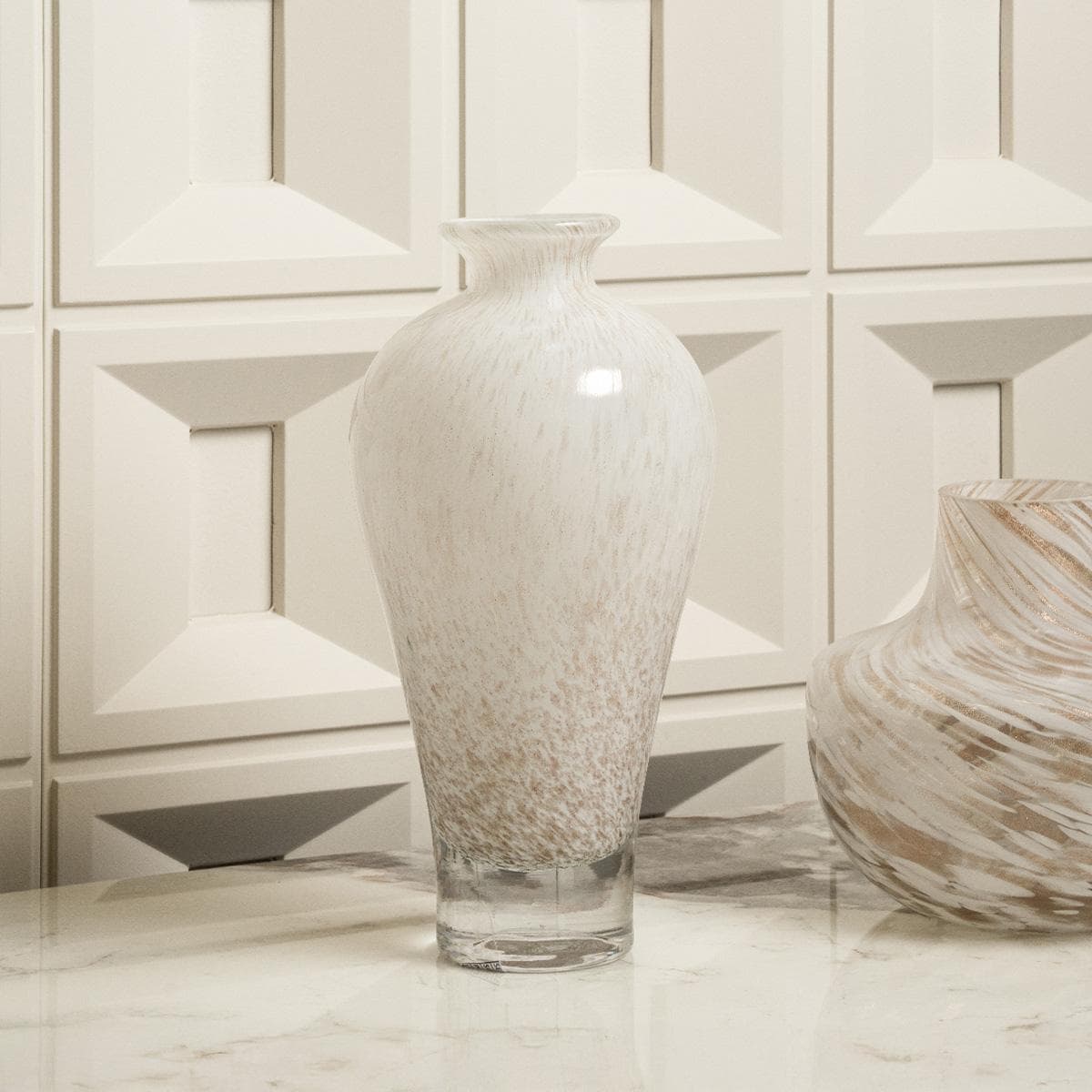 Cleo Glass Vase White/Gold 14.5X14.5X29 cm