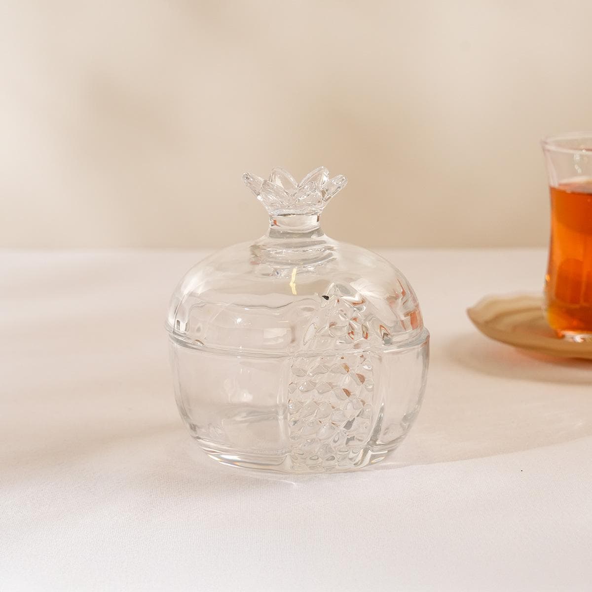 Pomegranate Sugar Jar Clear 10X10X11 cm