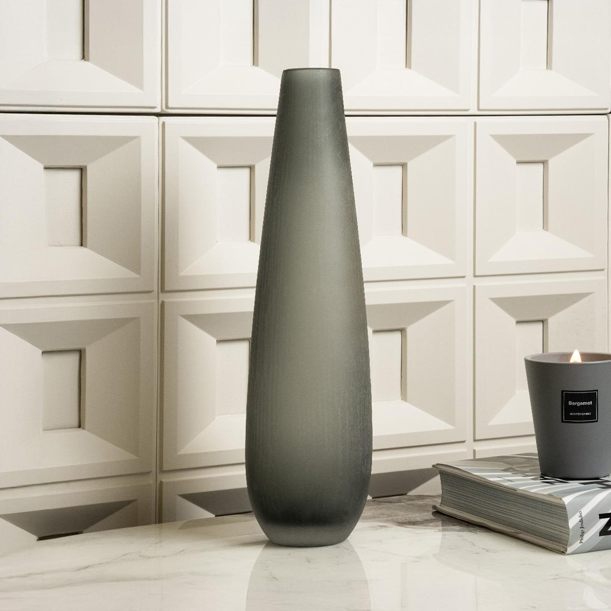 Aurora Glass Vase Grey 12.5X12.5X47.5 cm