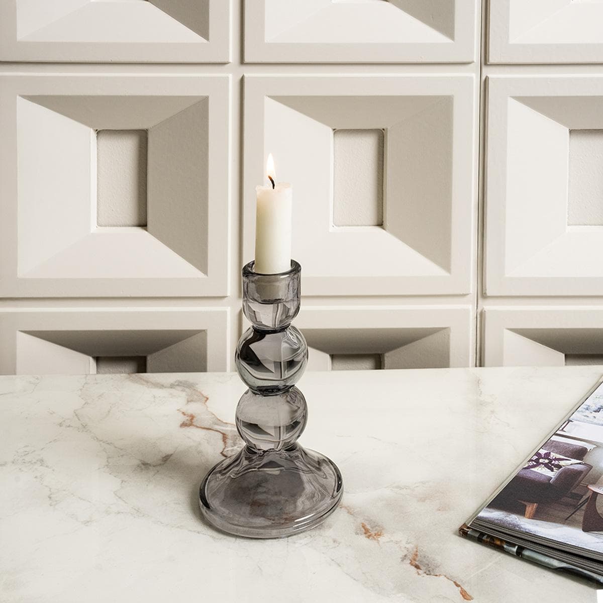 Waylen Candle Holder Grey/Silver 7X7X14.5 cm