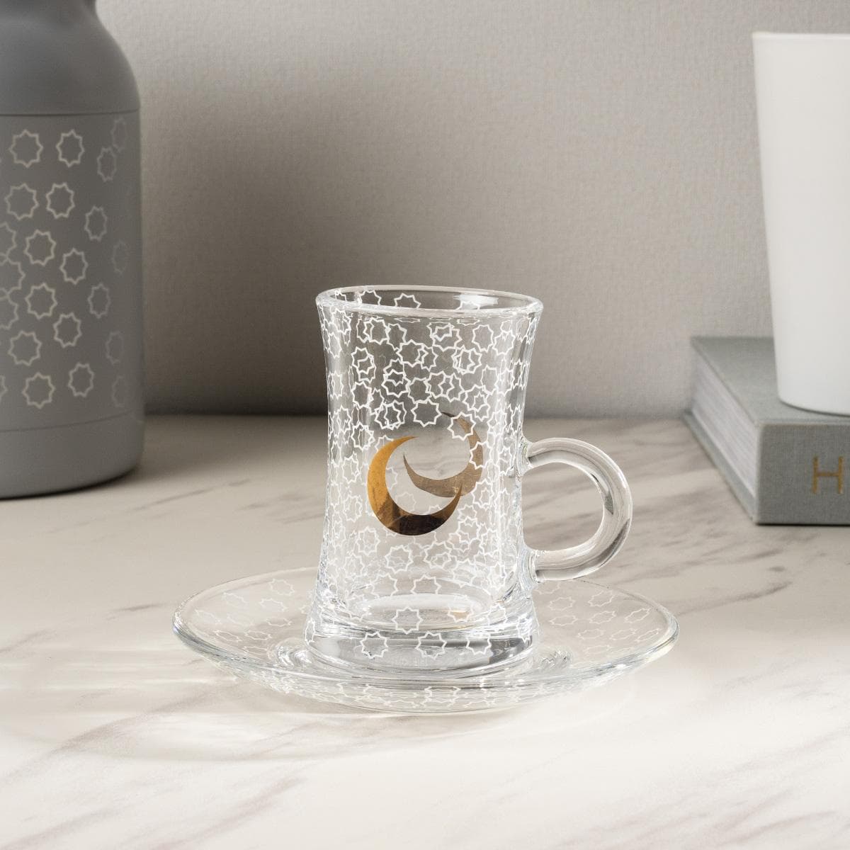 Gomar Glass Istikana Set 6Pcs Gold