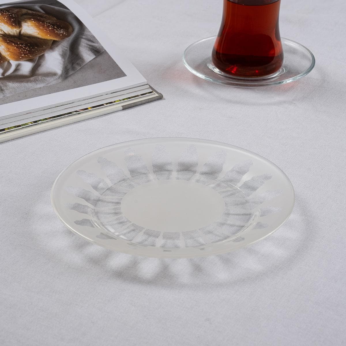 Aqwas Glass Sweet Plate Set 6Pcs White 17D cm