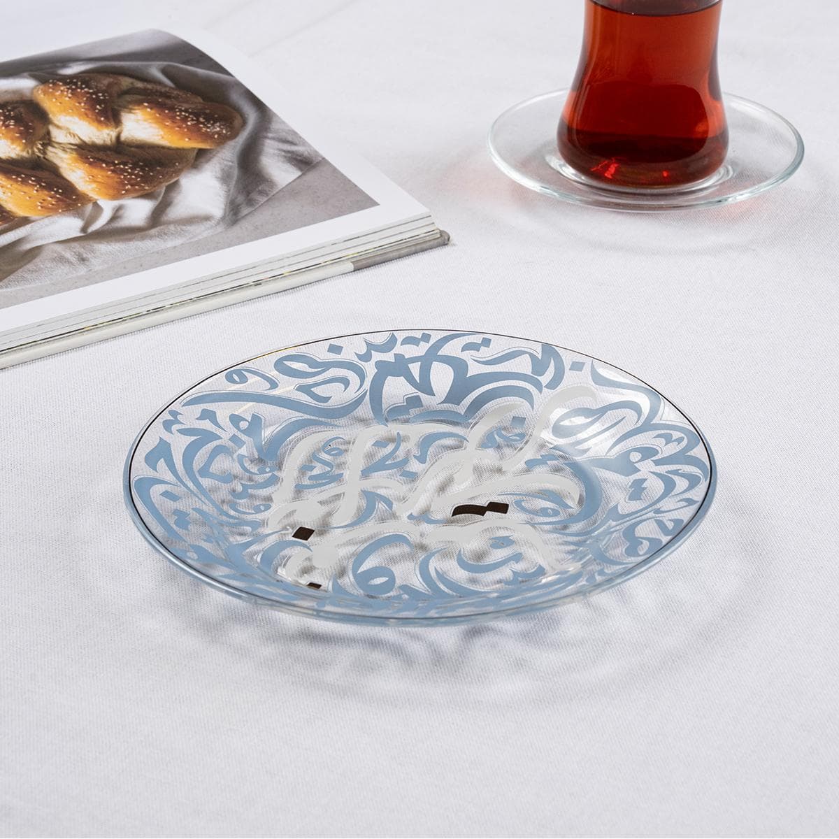 Aldar Glass Sweet Plate Set 6Pcs Blue 17D cm