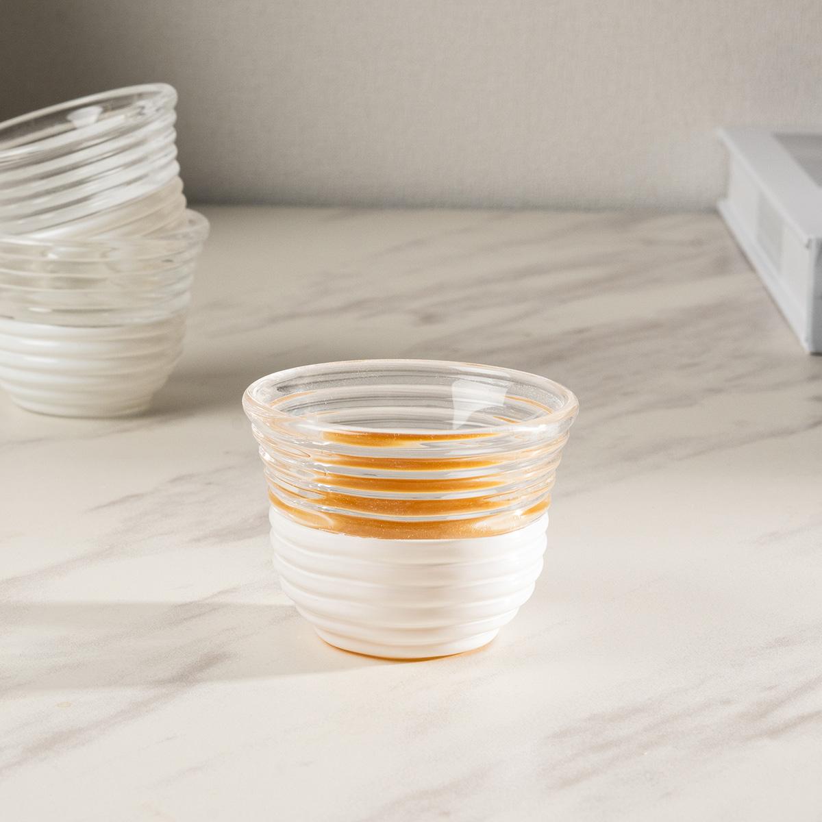 Futooh Glass Gahwa Cup Set 6Pcs Cream