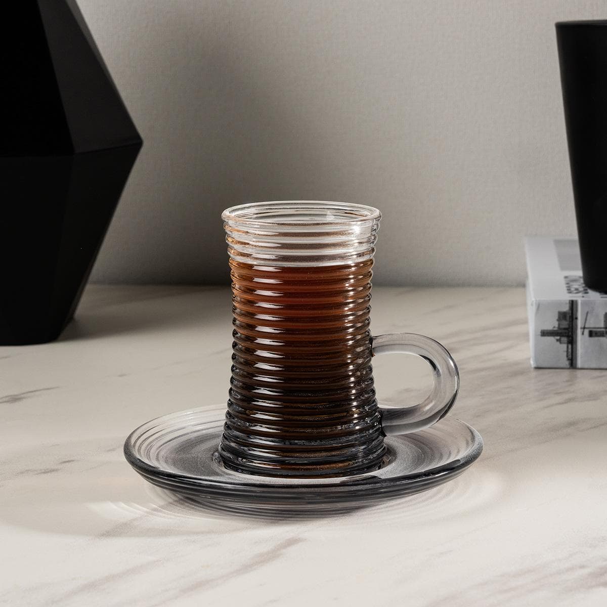 Futooh Glass Istikana Set 6Pcs Grey