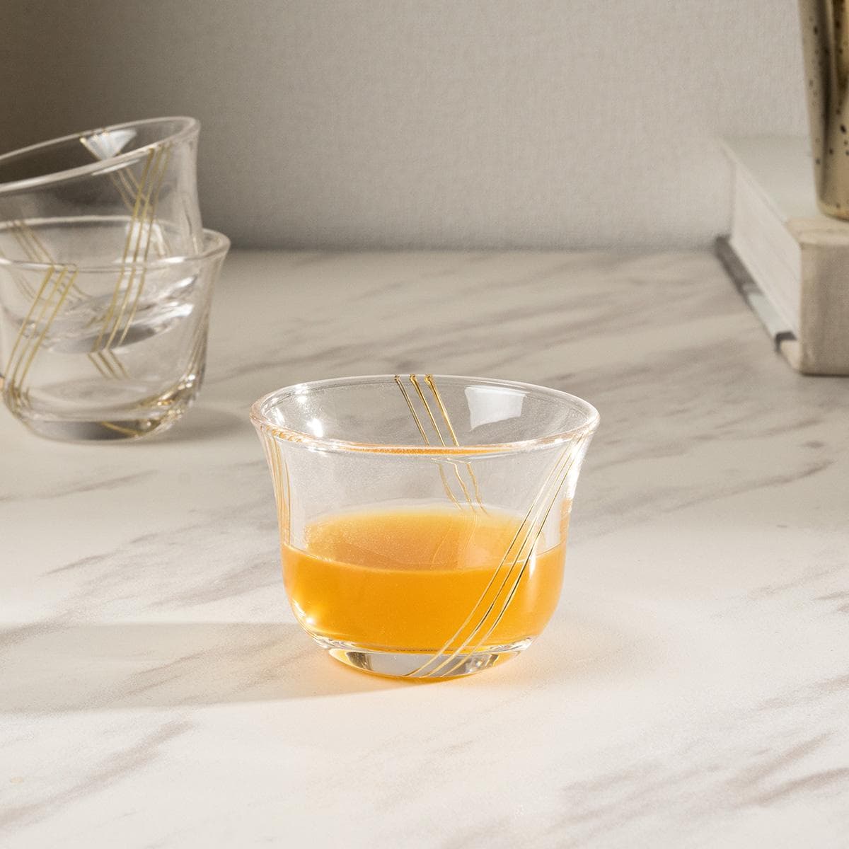 Aloha Glass Gahwa Cup Set 6Pcs Gold
