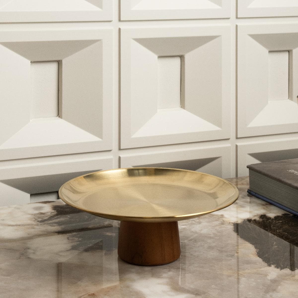 Round Stainless Steel Tray Gold 20X20X7.5 cm