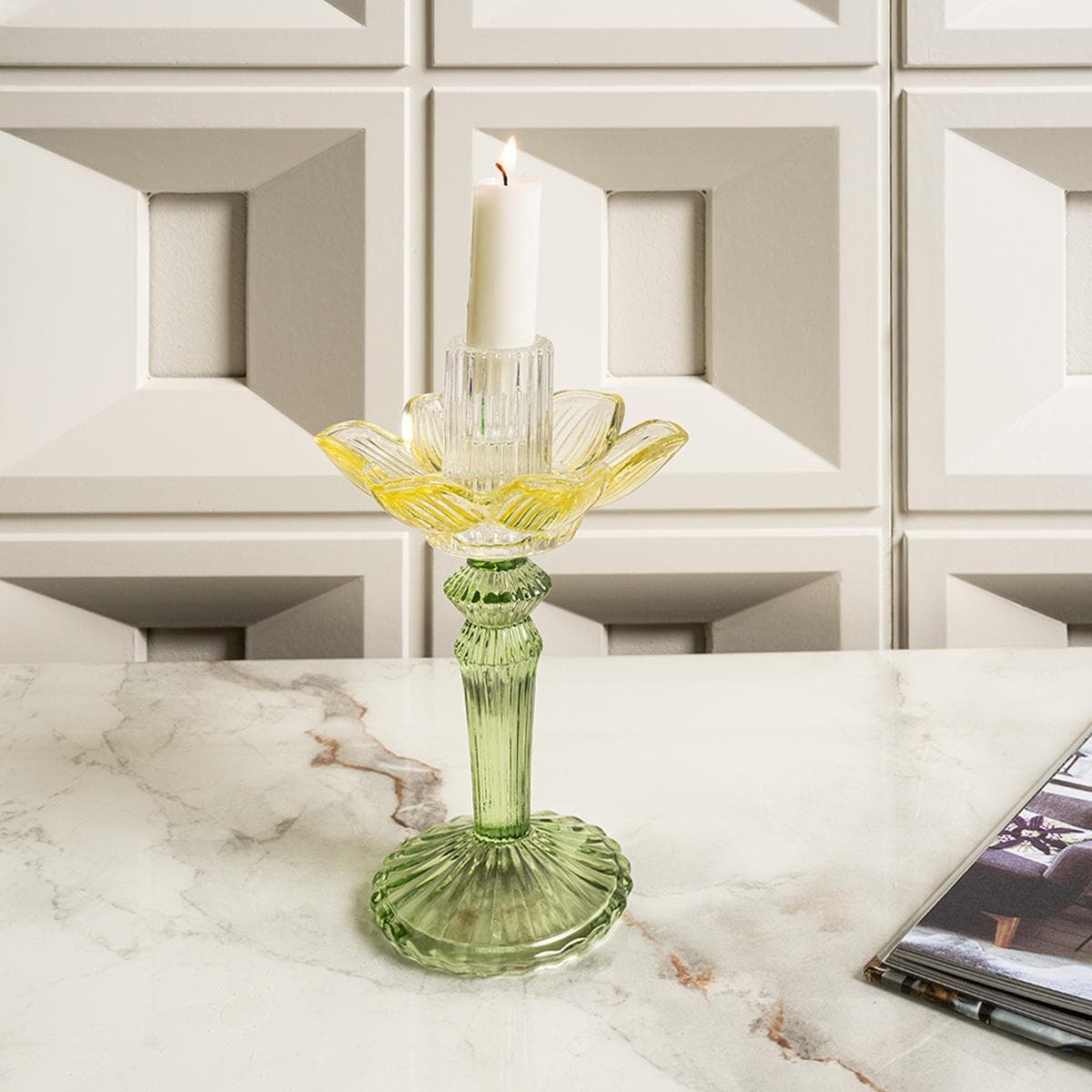 Daisy Candle Holder Yellow 12X12X18 cm
