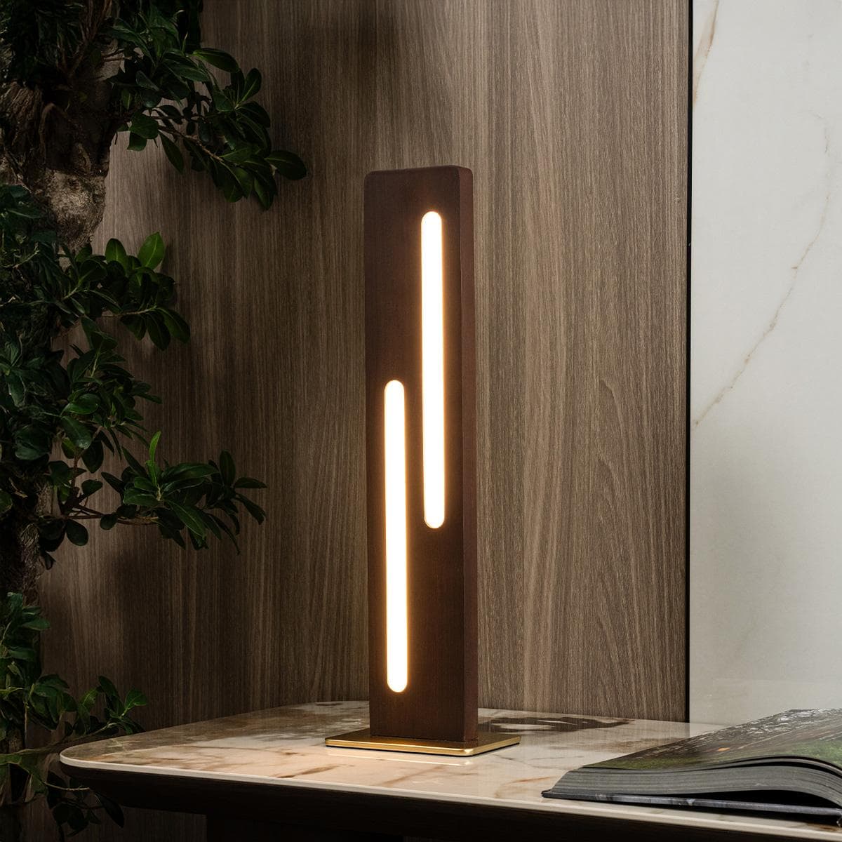 Cara LED Table Lamp Wood Height 50 cm