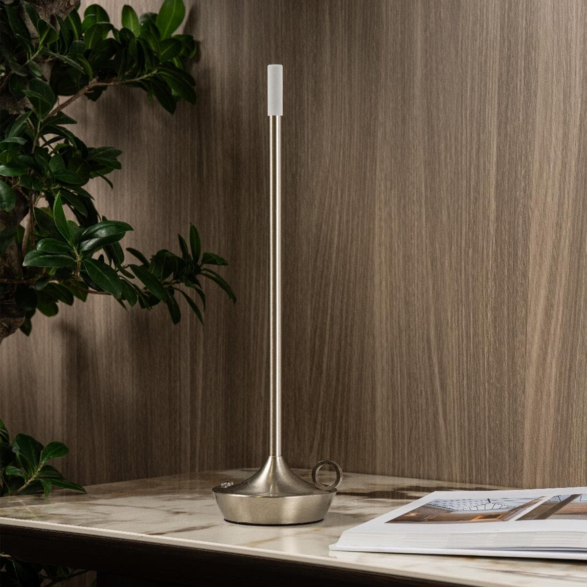 Mia LED Rechargeable Table Lamp Silver Height 35.5 cm
