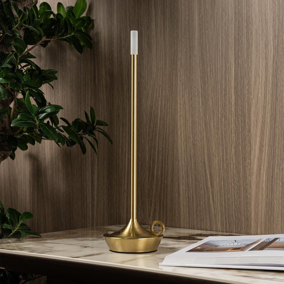 Mia LED Rechargeable Table Lamp Gold Height 35.5 cm