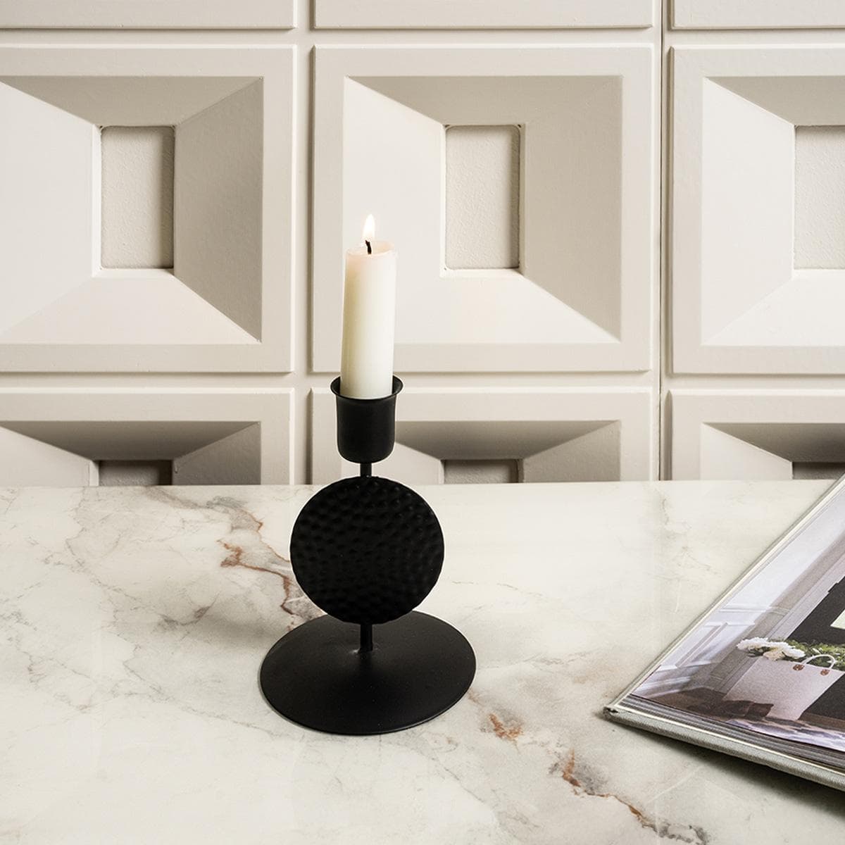 Gomar Candle Holder Hammered Black 9X11X9 cm