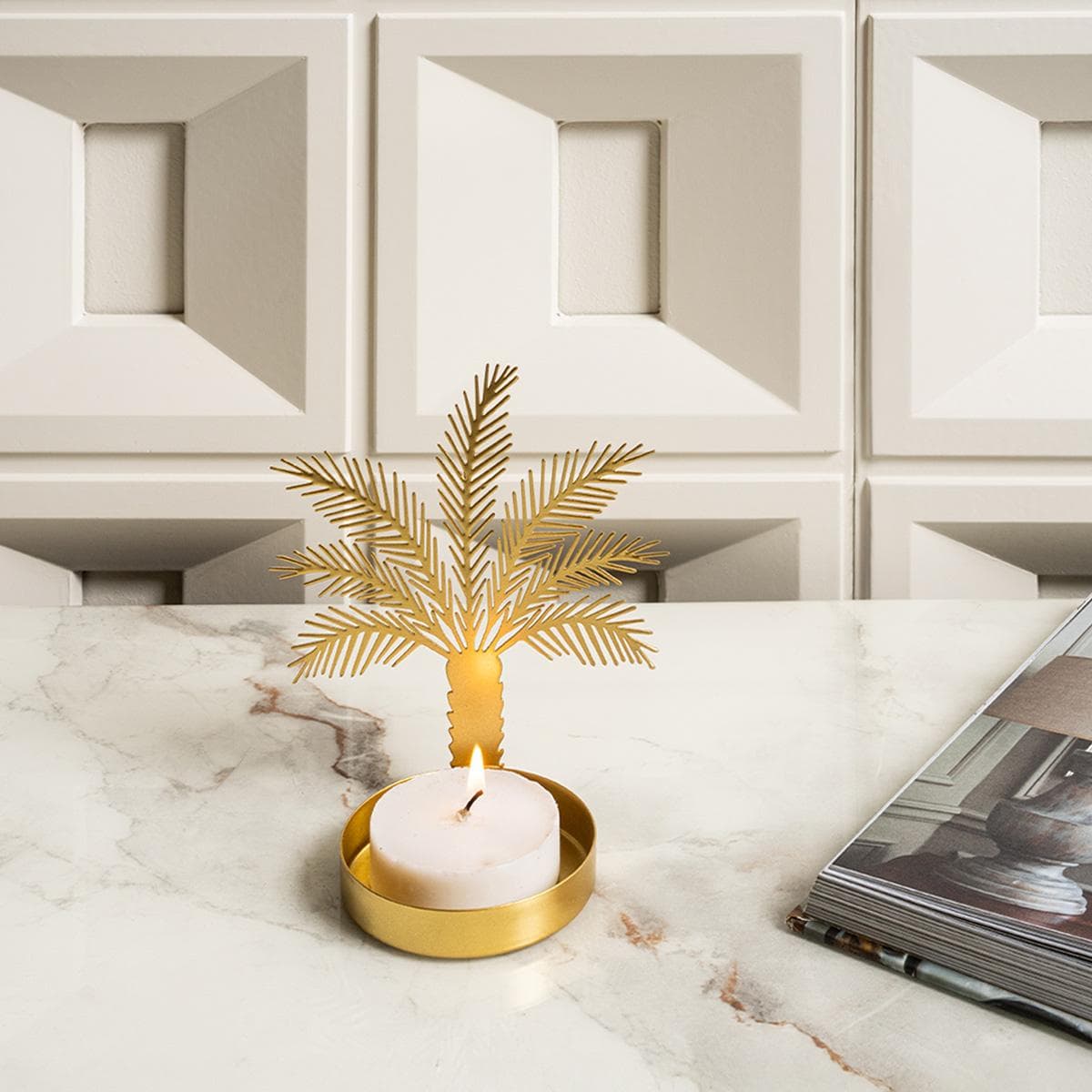 Ajwa Metal Candle Holder Gold 12.5X14.5X8 cm