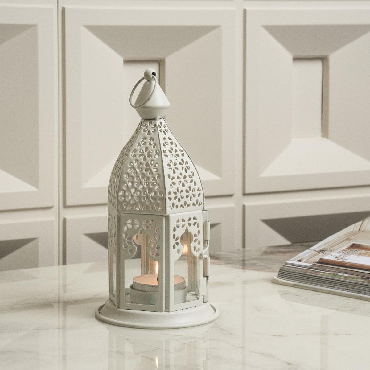 Drey Metal Lantern White 9X9X18.5 cm