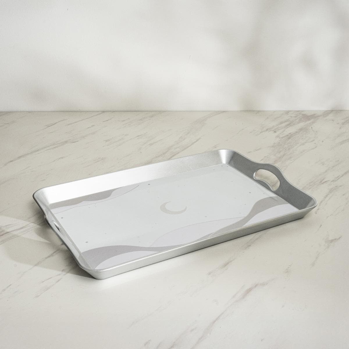 Luna Plastic Tray Silver 52X34 cm