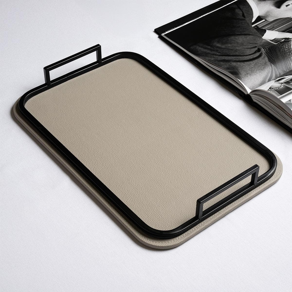 Pu Leather Tray Grey 45X30 cm