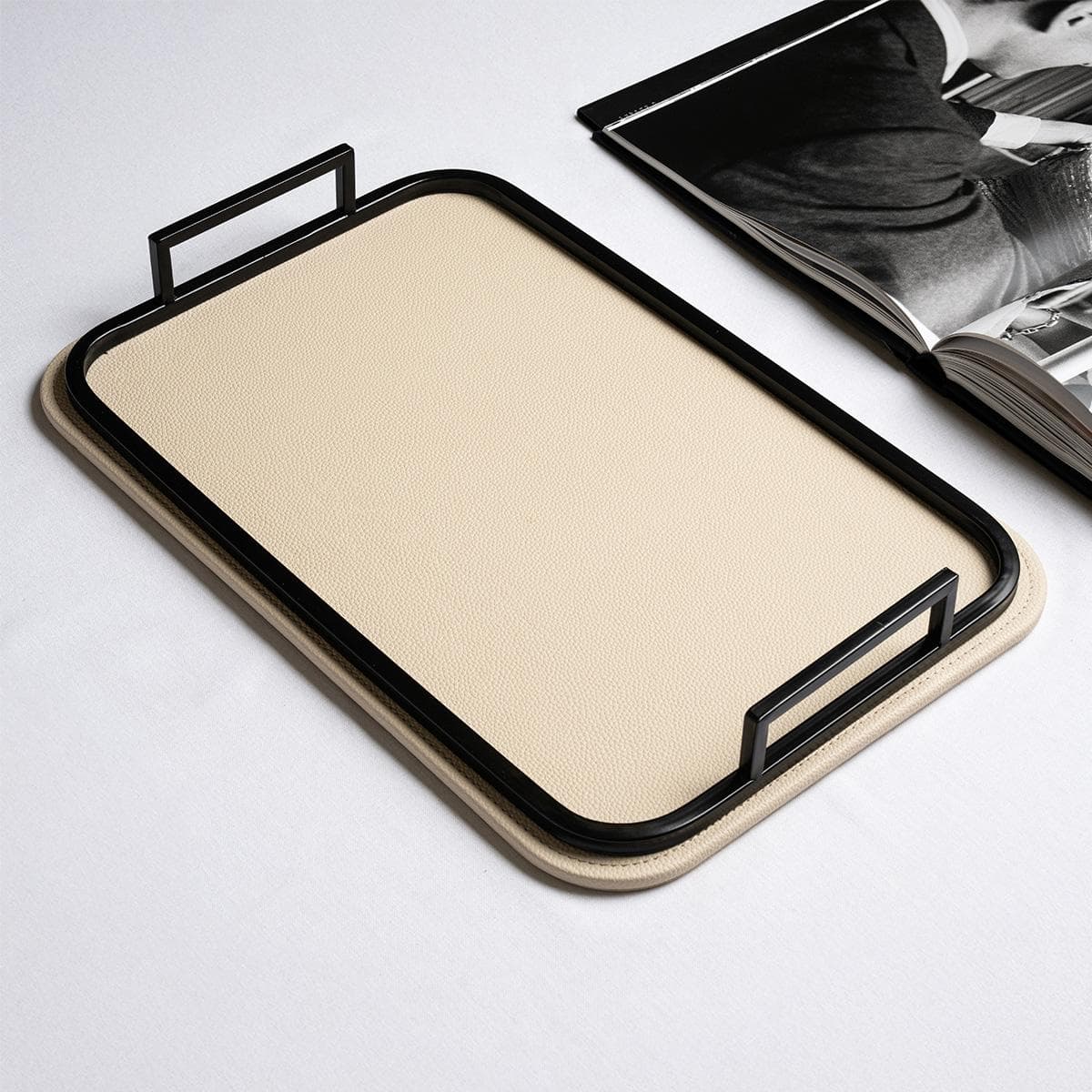 Pu Leather Tray Beige 45X30 cm