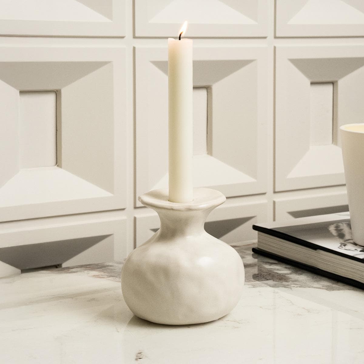 Dim Candle Holder White 10.5X10.5X10.3 cm