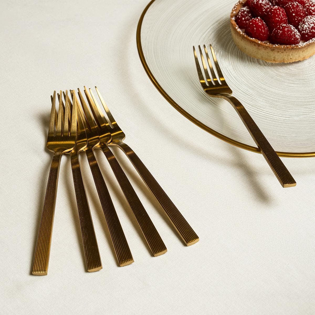 طقم شوك حلوى جون 6 قطع ذهبي