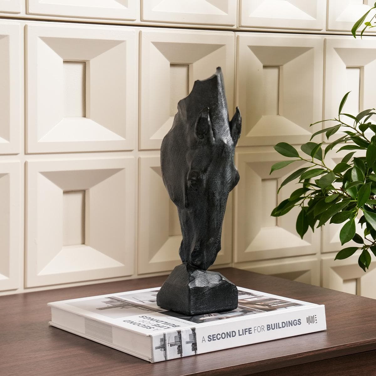 Horse Resin Decor Black