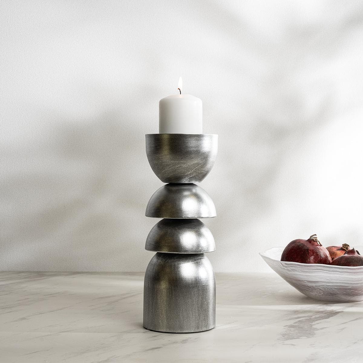 Gela Candle Holder Silver 11X11X29.5 cm