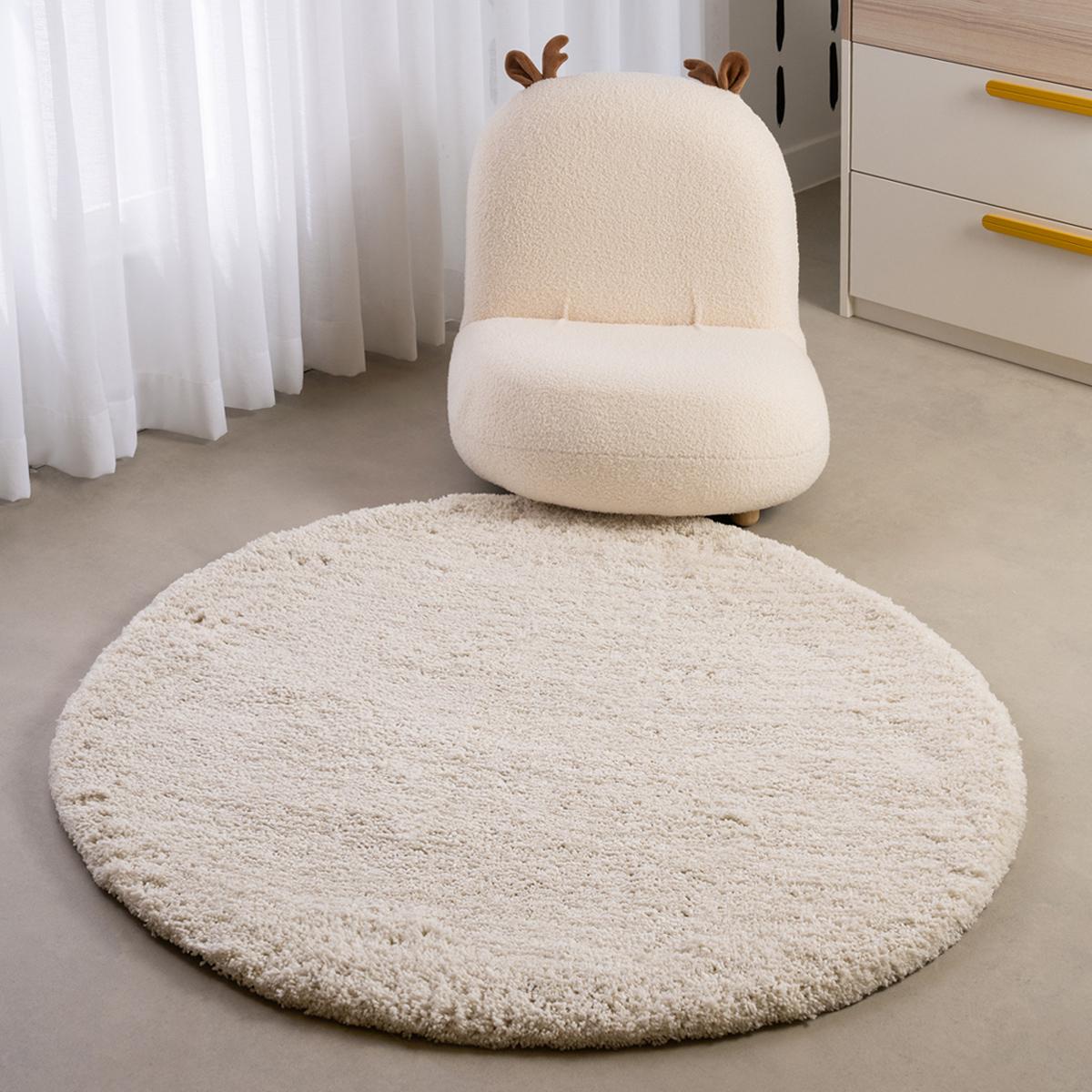 Floral Kids Rug White D120 cm