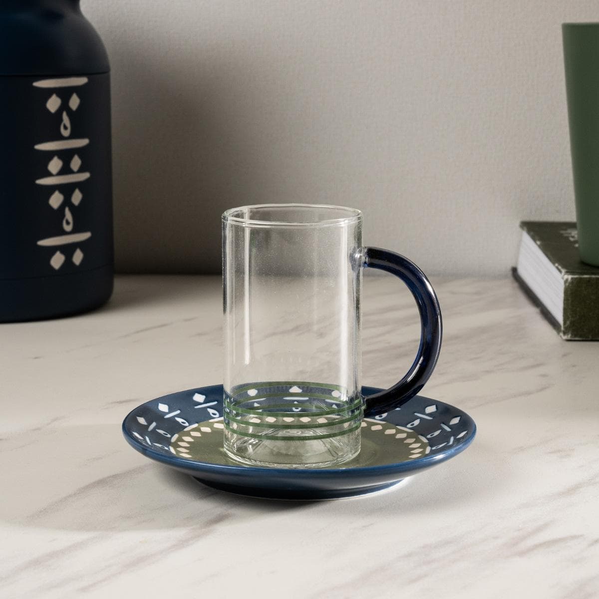 طقم استكانات لاينز 6 قطع أزرق/أخضر