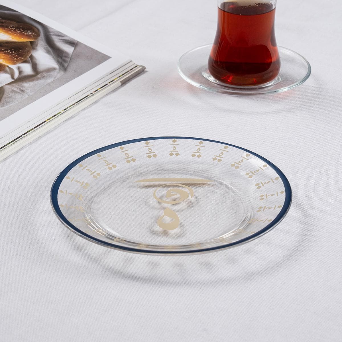 طقم أطباق حلوى لاينز 6 قطع كريمي 17 سم