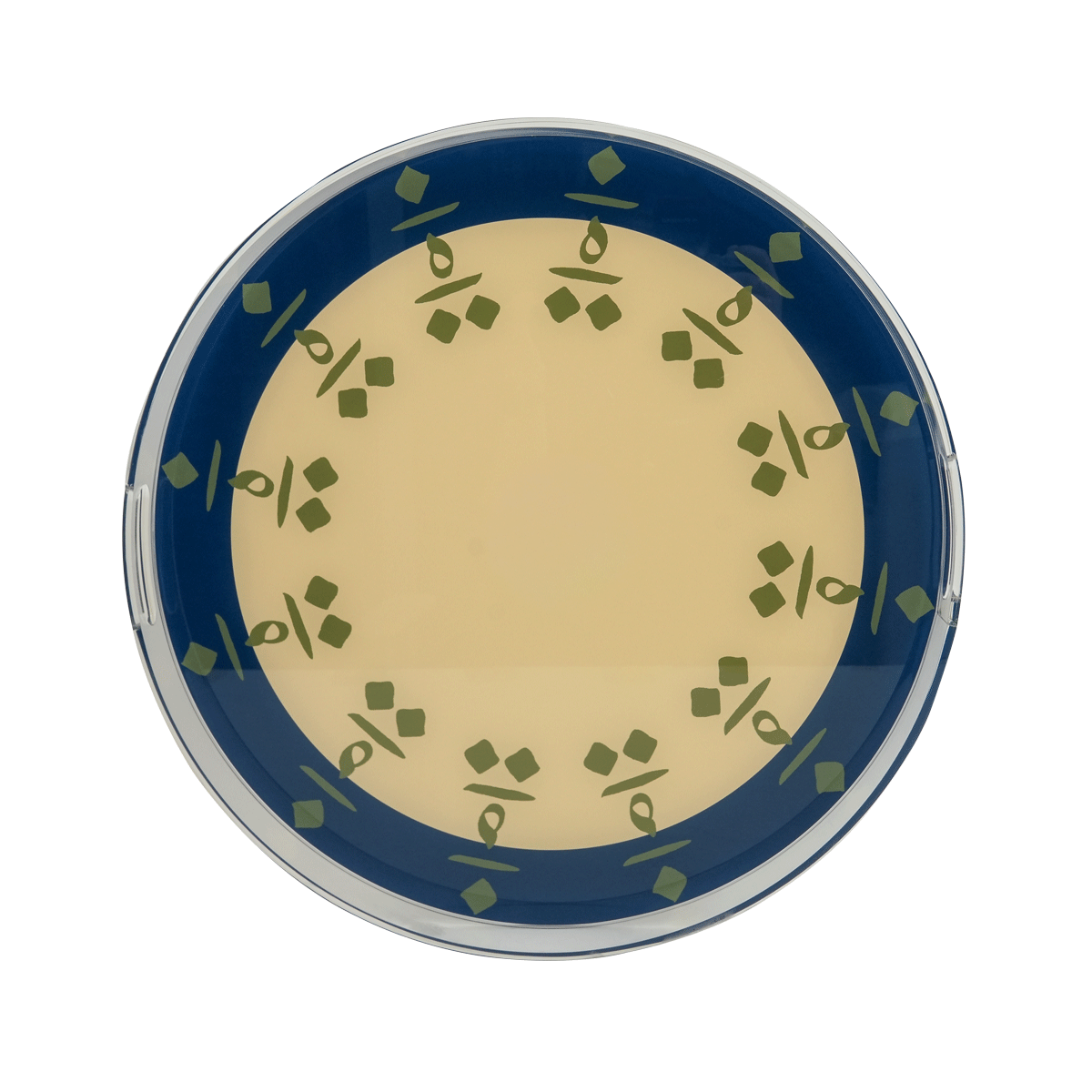 صينية أكريليك لاينز كريمية/زرقاء 45 سم