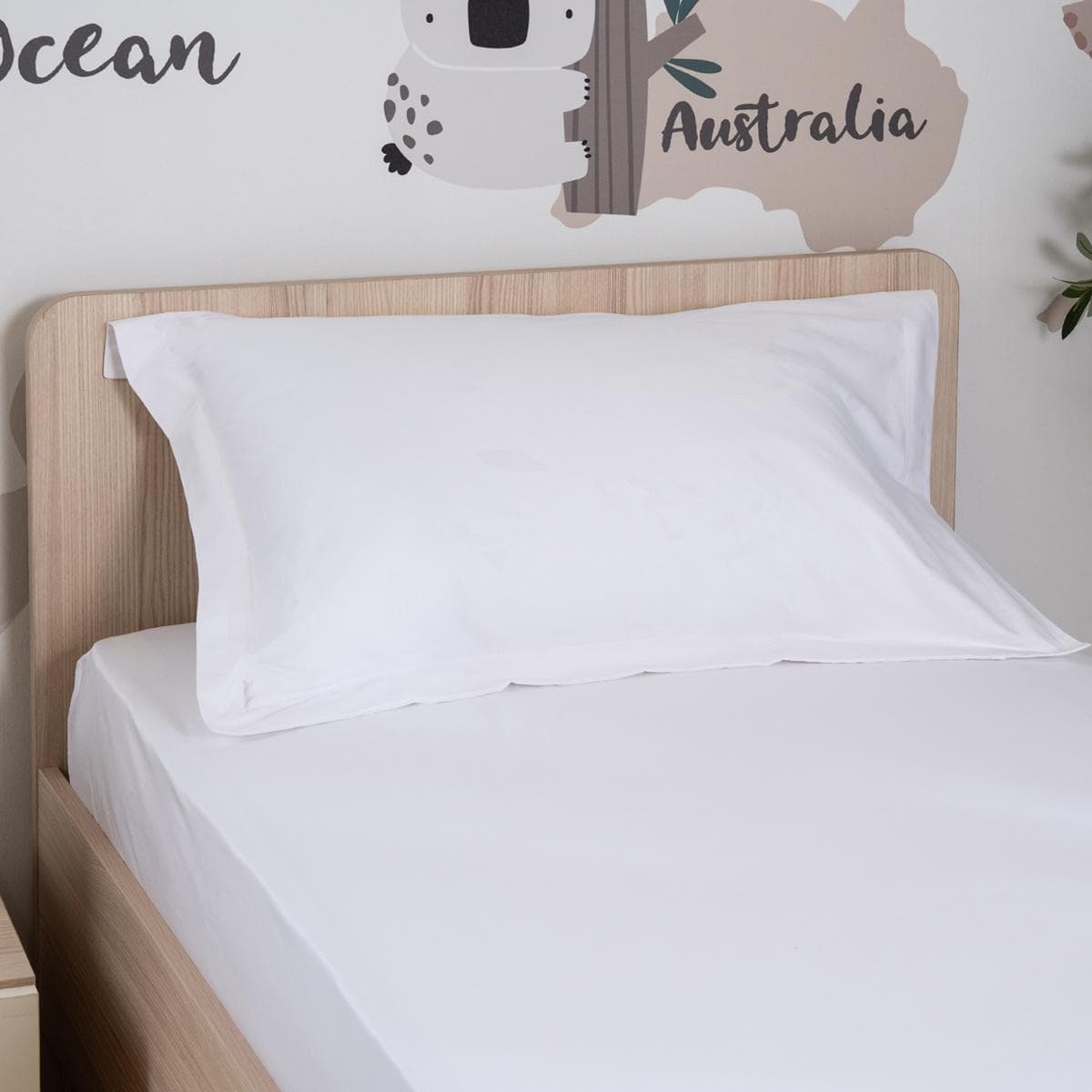 250 Thread Count Cotton Kids Fitted Sheet Set 2Pcs White 120X200 cm