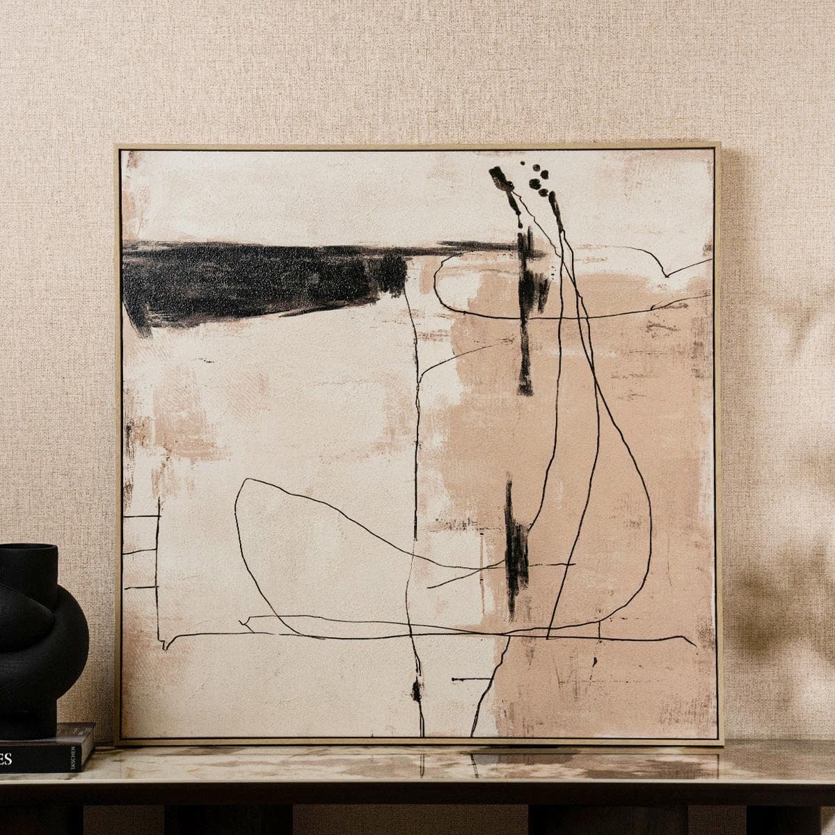 Lina Framed Art Beige 100X100 Cm