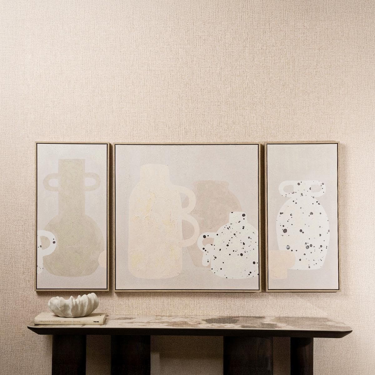Hydor Framed Art Set 3Pcs Beige 80X160 Cm