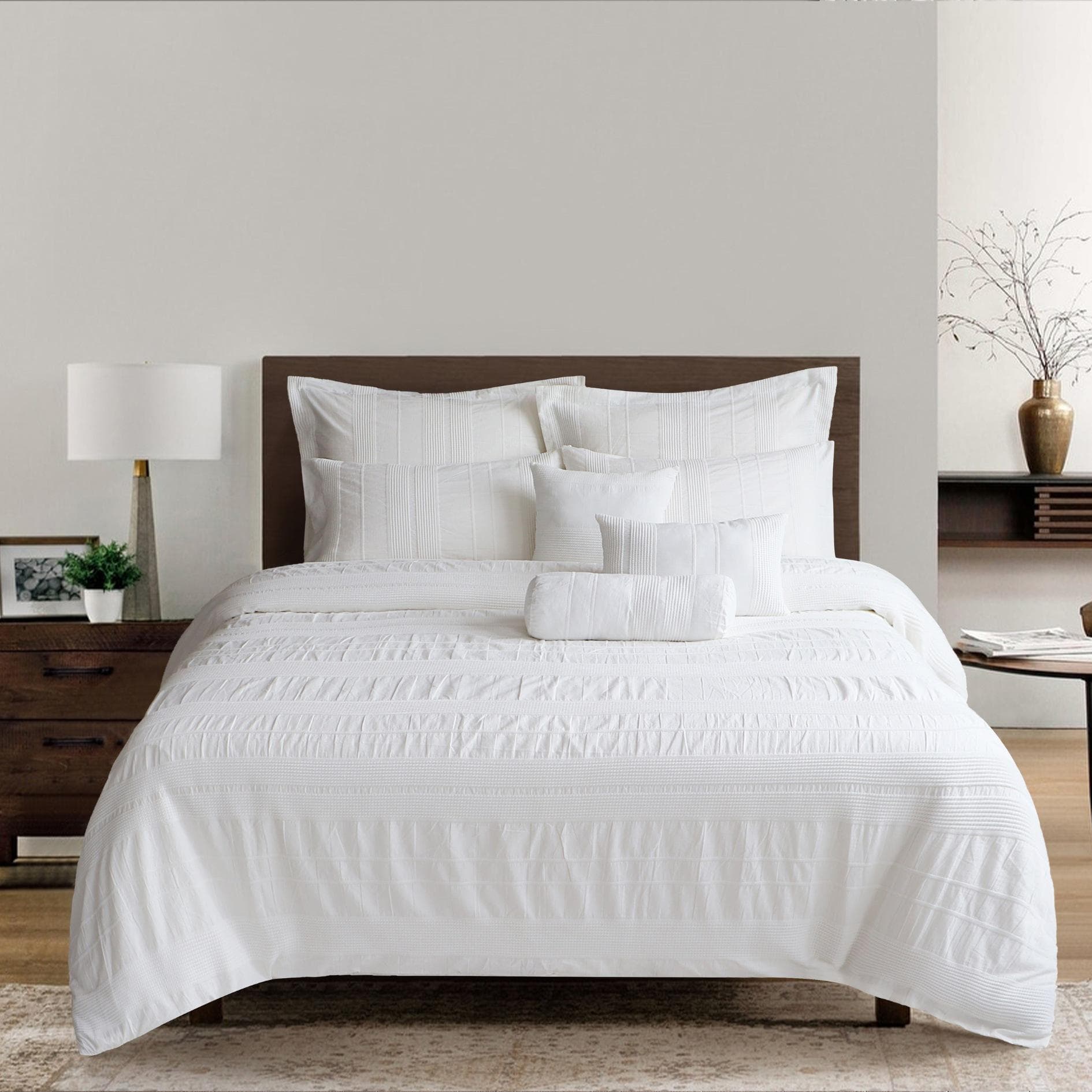 Evangeline Jacquard Comforter Set 8Pcs Ecru 270X260 cm
