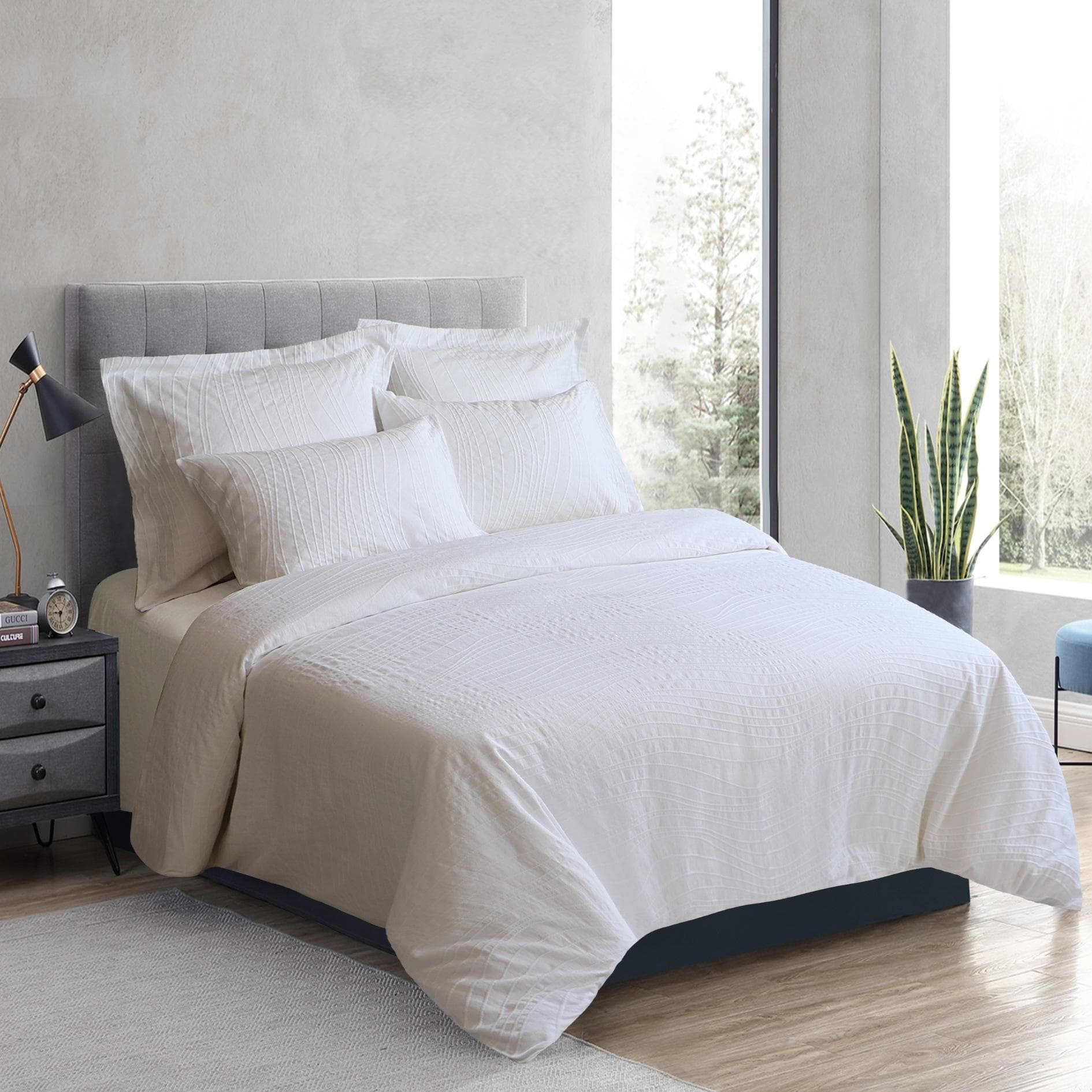 Leiah Jacquard Duvet Cover Set 5Pcs White 260X240 cm